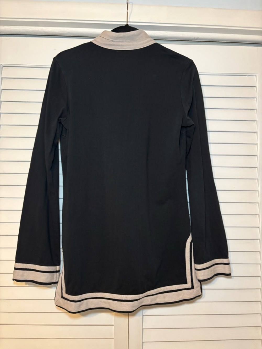 Tory Burch Women’s Tunic Top Size S Black Off White Trim Preppy Boho Cotton - Picture 3 of 9